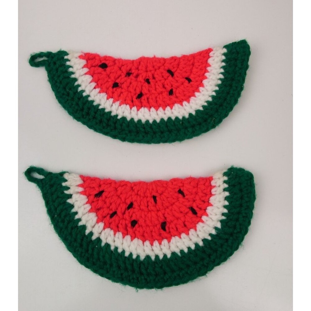 VTG Pair of Hand Made Crochet Watermelon Pot Holders